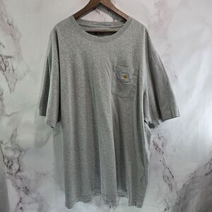 Carhartt T Shirt Mens 2XL Tall Grey Pocket Loose Fit Tee Short Sleeve